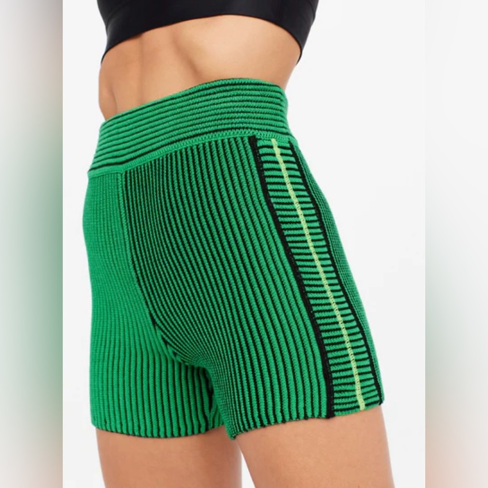 The Upside Nirvana Speechless Ribbed Stretch Organic Cotton Shorts Green Small